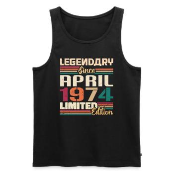 Legenden Werden Im April 1974 Geboren - 1974 - Männer Premium Bio Tank Top - Schwarz - Vorne - Michal (187cm)