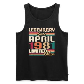 Legenden Werden Im April 1981 Geboren - 1981 - Männer Premium Bio Tank Top - Schwarz - Vorne - Michal (187cm)
