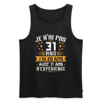 Je n'ai pas 31 ans, Cadeau d'anniversaire 31 ans - Débardeur bio Premium Homme - noir - Devant - AI Model Male 178 light (178cm)
