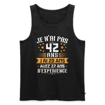 Je n'ai pas 42 ans, Cadeau d'anniversaire 42 ans - Débardeur bio Premium Homme - noir - Devant - Michal (187cm)