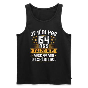 Je n'ai pas 64 ans, Cadeau d'anniversaire 64 ans - Débardeur bio Premium Homme - noir - Devant - Michal (187cm)
