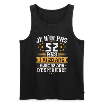 Je n'ai pas 52 ans, Cadeau d'anniversaire 52 ans - Débardeur bio Premium Homme - noir - Devant - Michal (187cm)