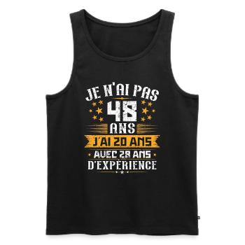 Je n'ai pas 48 ans, Cadeau d'anniversaire 48 ans - Débardeur bio Premium Homme - noir - Devant - AI Model Male 178 light (178cm)