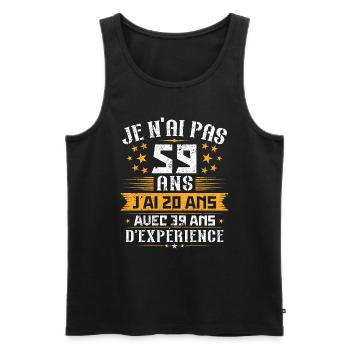 Je n'ai pas 59 ans, Cadeau d'anniversaire 59 ans - Débardeur bio Premium Homme - noir - Devant - Michal (187cm)