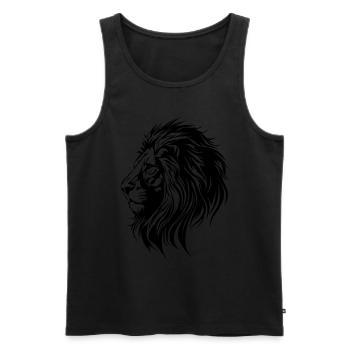 Symbole de tête de lion lion - Débardeur bio Premium Homme - noir - Devant - Michal (187cm)