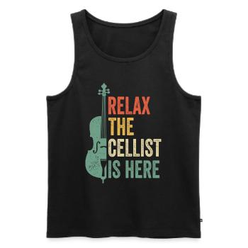 Détendez-vous Le violoncelliste est ici Violoncelliste - Débardeur bio Premium Homme - noir - Devant - AI Model Male 178 light (178cm)