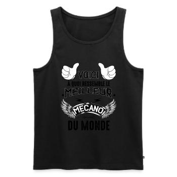 Mécanicien Humour Idée Cadeau - Débardeur bio Premium Homme - noir - Devant - Michal (187cm)