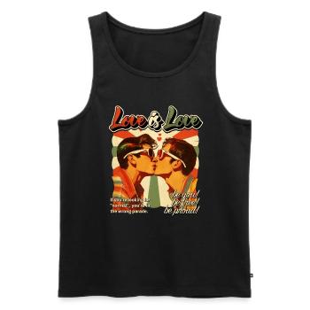 Love Is Love - Retro Schwule Männer Kuss LGBTQ 80s - Männer Premium Bio Tank Top - Schwarz - Vorne - Michal (187cm)