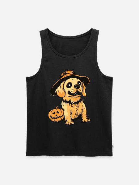 Golden Retriever Dog Halloween Zombie - Men's Premium Organic Tank Top - black