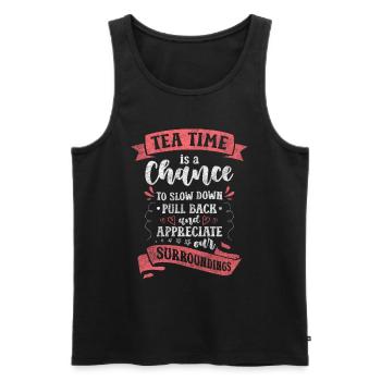 Tasse de thé Time Out pour amoureux du thé - Débardeur bio Premium Homme - noir - Devant - Michal (187cm)