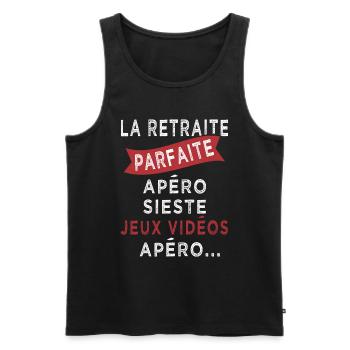retraite parfaite sieste jeux vidéos apero - Débardeur bio Premium Homme - noir - Devant - Michal (187cm)