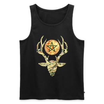 tête de cerf avec pentagramme e 277 - Débardeur bio Premium Homme - noir - Devant - Michal (187cm)