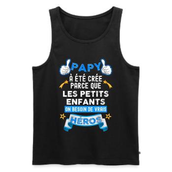 Papy Héros des petits enfants cadeau famille - Débardeur bio Premium Homme - noir - Devant - AI Model Male 178 light (178cm)