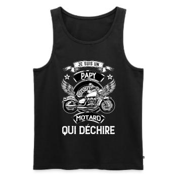 Motard et grand père qui dechire - Débardeur bio Premium Homme - noir - Devant - Michal (187cm)