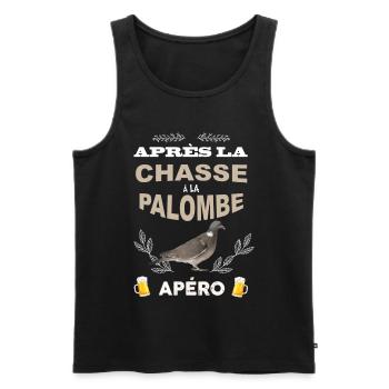 Après la chasse à la palombe apero - Débardeur bio Premium Homme - noir - Devant - Michal (187cm)