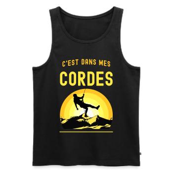 9 - t-shirt c'est dans mes cordes 5.png - Débardeur bio Premium Homme - noir - Devant - Michal (187cm)