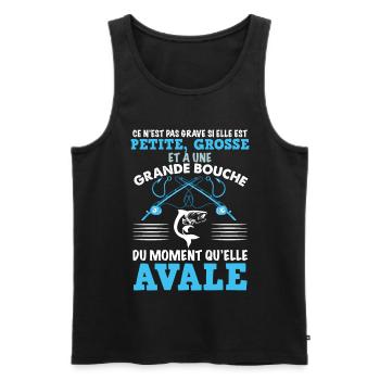Pêcheur humour Poisson Grande Bouche - Débardeur bio Premium Homme - noir - Devant - Michal (187cm)