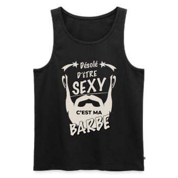 Sexy Et Barbu Humour Homme - Débardeur bio Premium Homme - noir - Devant - Michal (187cm)