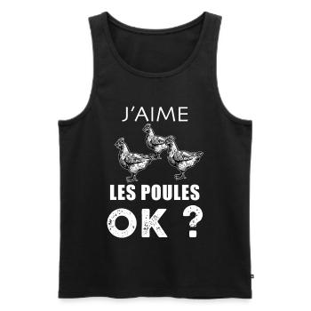 Mes Poule Je les Adore Idee Cadeau Ferme - Débardeur bio Premium Homme - noir - Devant - Michal (187cm)