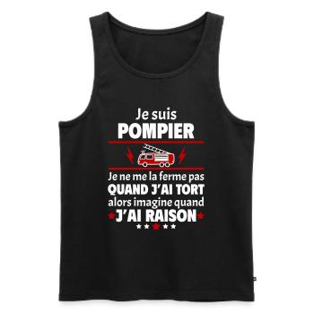 Je suis pompier, fête des pères, noël - Débardeur bio Premium Homme - noir - Devant - Michal (187cm)
