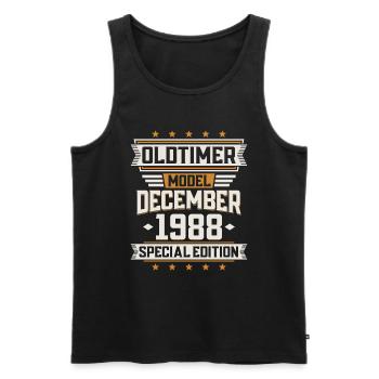 Décembre Année 1988 Année de construction Oldtimer Anniversaire - Débardeur bio Premium Homme - noir - Devant - AI Model Male 178 light (178cm)
