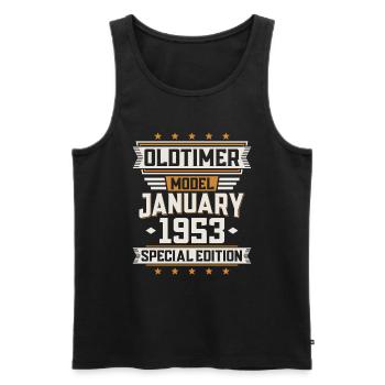 January Year 1953 Year of construction Oldtimer Birthday - Men's Premium Organic Tank Top - black - Front - AI Model Male 178 light (178cm)