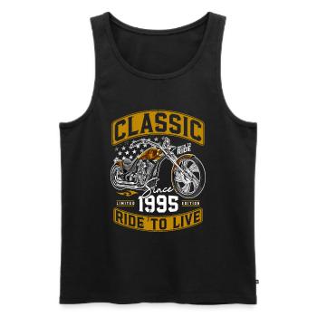 1995 Vintage Motorcycle Biker Motorcyclist - Men's Premium Organic Tank Top - black - Front - Michal (187cm)