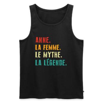 Anne la femme le mythe la légende Cadeau - Débardeur bio Premium Homme - noir - Devant - Michal (187cm)