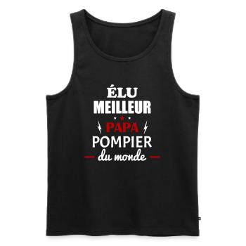 Élu meilleur papa pompier du monde,fête des pères - Débardeur bio Premium Homme - noir - Devant - Michal (187cm)