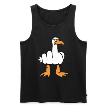 Seagull with middle finger - Men's Premium Organic Tank Top - black - Front - Michal (187cm)