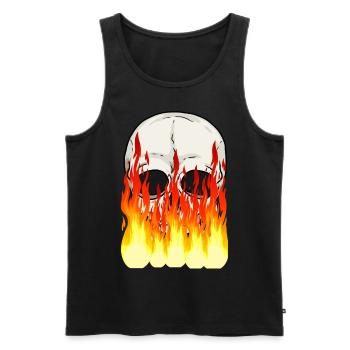 Totenkopf Schädel Horror Halloween Feuer Flammen - Männer Premium Bio Tank Top - Schwarz - Vorne - AI Model Male 178 light (178cm)