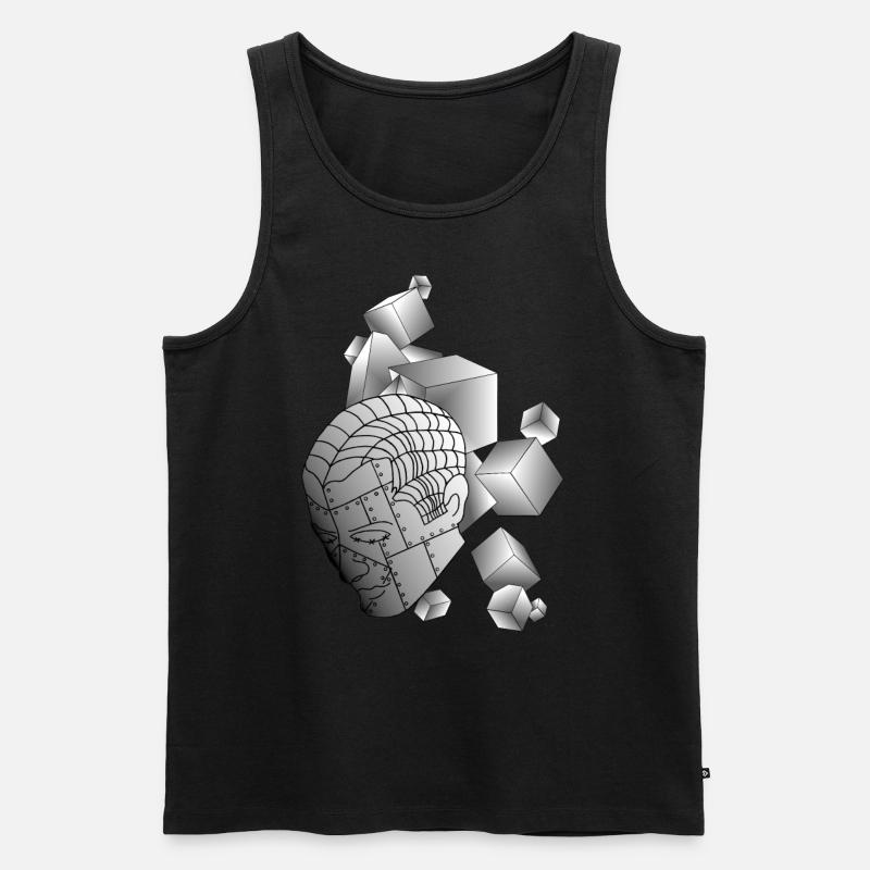 Roboter mit Würfel hellgrau - Männer Premium Bio Tank Top - Schwarz