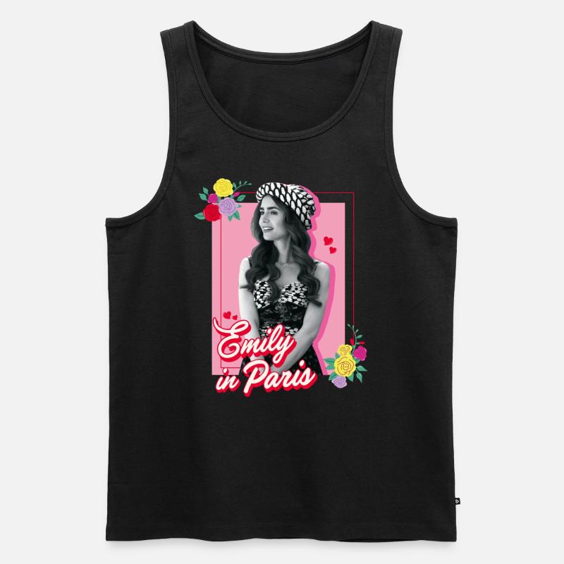 Emily In Paris Emily Noir Blanc Tableau Fleurs - Débardeur bio Premium Homme - noir