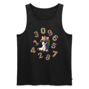 Chiffres - Rentrée avec Licorne - Débardeur bio Premium Homme - noir - Devant - AI Model Male 178 light (178cm)