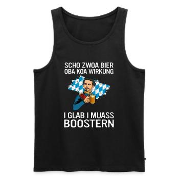BAYERISCHES BOOSTER T-SHIRT BAYRISCHES BIER - Männer Premium Bio Tank Top - Schwarz - Vorne - Michal (187cm)