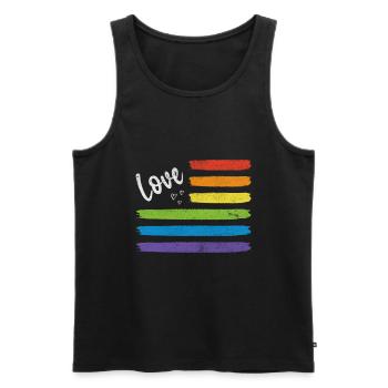 Love LGBT Flagge - Männer Premium Bio Tank Top - Schwarz - Vorne - AI Model Male 178 light (178cm)