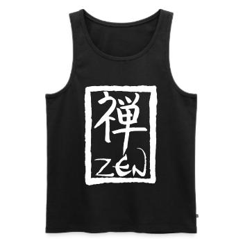 Le mot zen en japonais (blanc) - Débardeur bio Premium Homme - noir - Devant - AI Model Male 178 light (178cm)