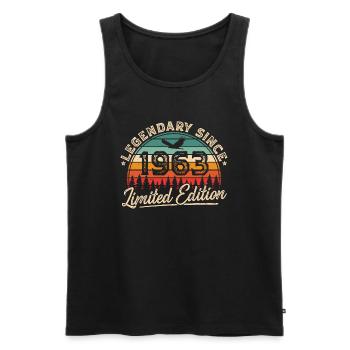 Légendaire depuis 1963 Vintage Vintage Anniversaire - Débardeur bio Premium Homme - noir - Devant - Michal (187cm)