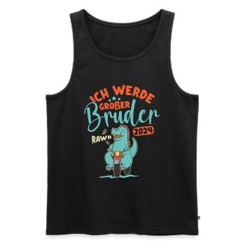 Großer Bruder 2024 Junge Dino Geschwister Geburt - Männer Premium Bio Tank Top - Schwarz - Vorne - Michal (187cm)