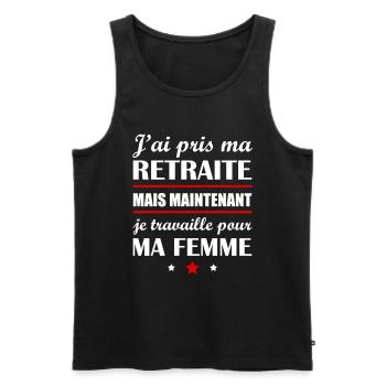 J'ai pris ma retraite, cadeau départ à la retraite - Débardeur bio Premium Homme - noir - Devant - AI Model Male 178 light (178cm)