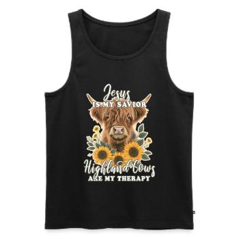 Hochlandrind Christlicher Vers - Männer Premium Bio Tank Top - Schwarz - Vorne - Michal (187cm)