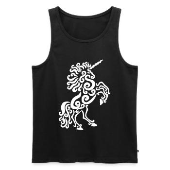 Cheval licorne (blanc) - Débardeur bio Premium Homme - noir - Devant - AI Model Male 178 light (178cm)