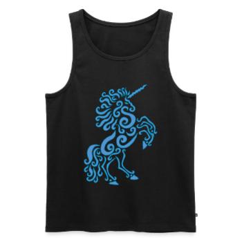 Blaues Einhorn Pferd - Männer Premium Bio Tank Top - Schwarz - Vorne - Michal (187cm)