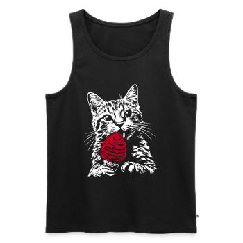 Lustige Katze Eis - Men's Premium Organic Tank Top - black - Front - AI Model Male 178 light (178cm)