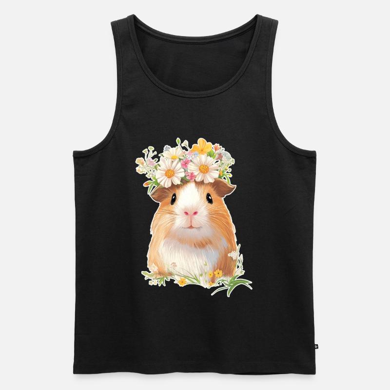 Cochon d’Inde avec des fleurs - Débardeur bio Premium Homme - noir