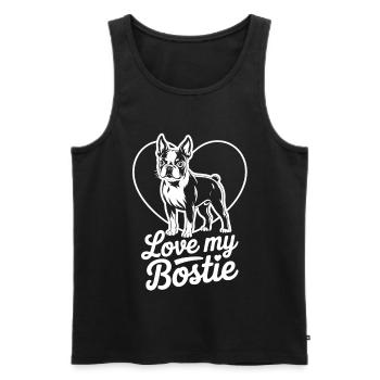 Love My Bostie - Men's Premium Organic Tank Top - black - Front - AI Model Male 178 light (178cm)