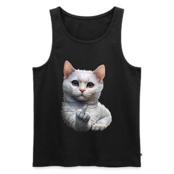 Chat - Débardeur bio Premium Homme - noir - Devant - Michal (187cm)
