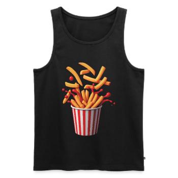 POP FRITES - Bellegique - Men's Premium Organic Tank Top - black - Front - Michal (187cm)