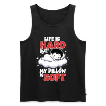 Sleep Cloud Life is Hard My Pillow Soft - Men's Premium Organic Tank Top - black - Front - AI Model Male 178 light (178cm)