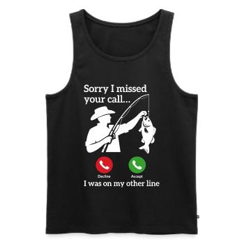 Angeln Ruft Retro Vintage Angler Spruch Design - Männer Premium Bio Tank Top - Schwarz - Vorne - Michal (187cm)